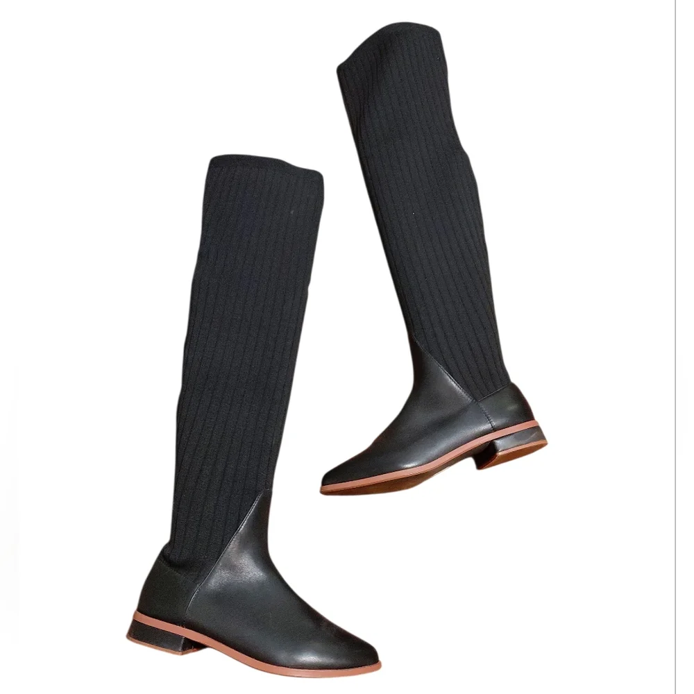 Kelsi Dagger Brooklyn Alvale Black Over The Knee Sock Boot Size 7.5